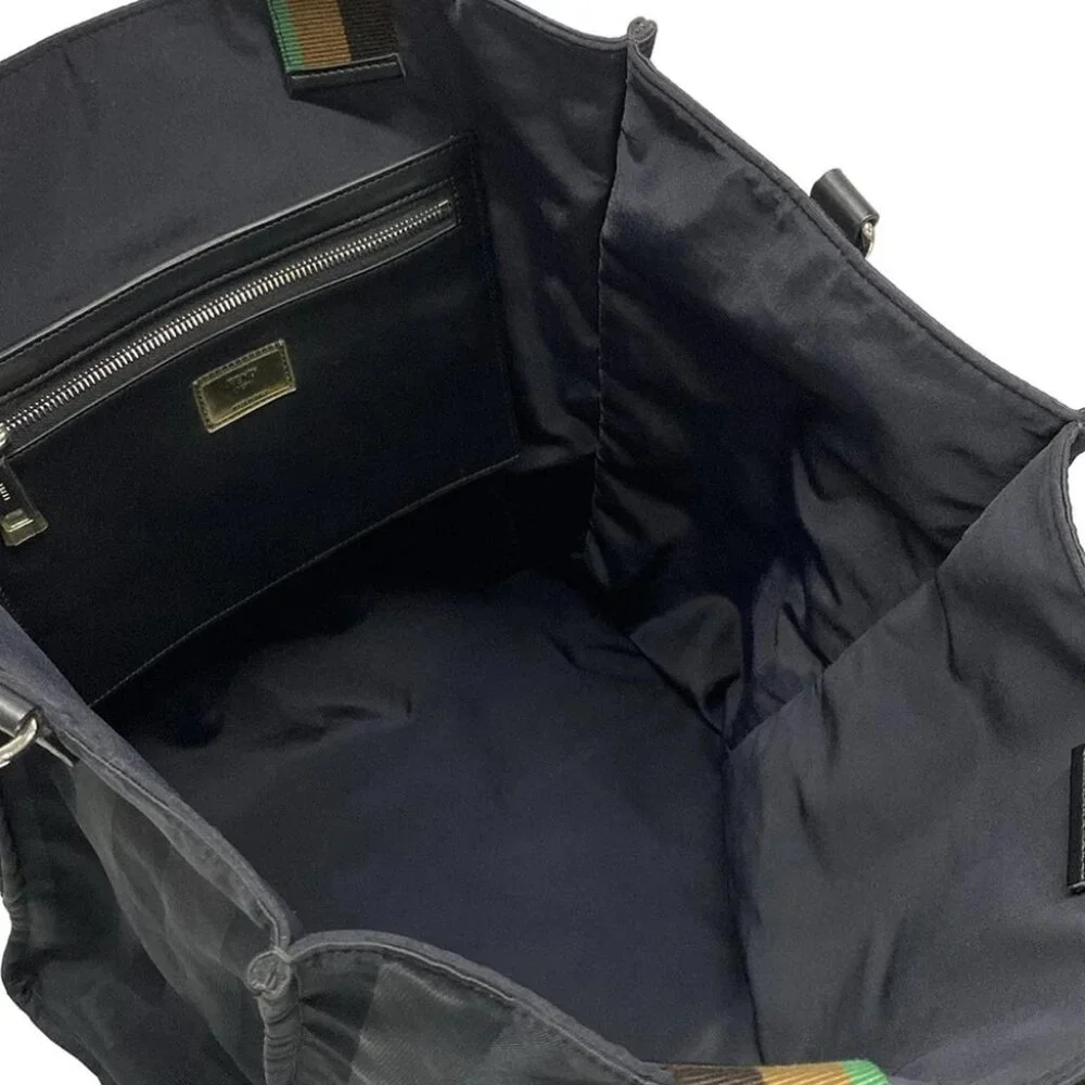 Auth FENDI Pecan Black Dark Brown Multi Jacquard Leather Tote Bag - Picture 14 of 15